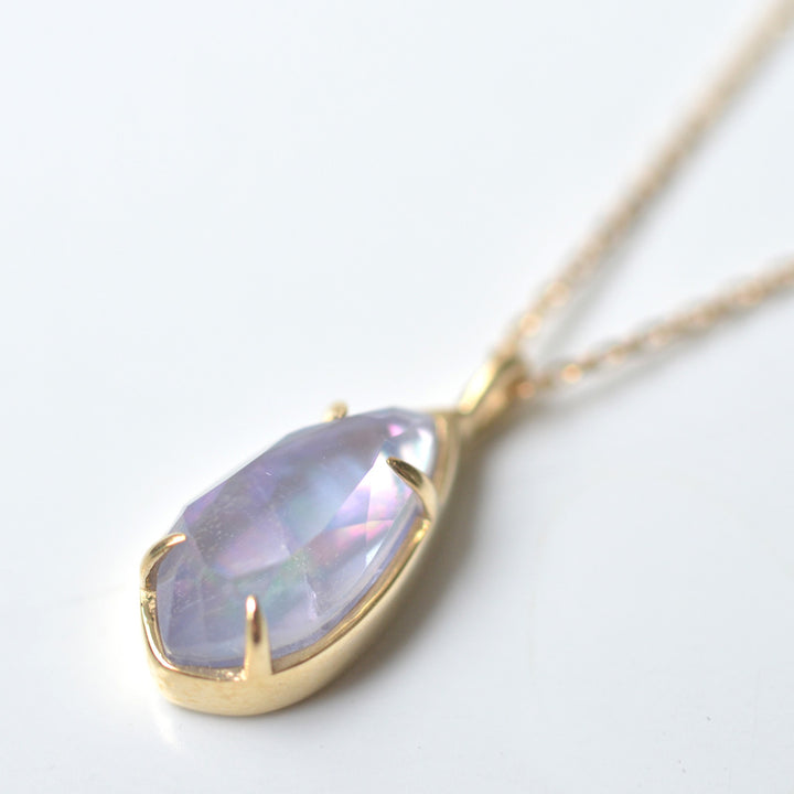 【各種クーポン・ポイントのご利用不可】ホログラム・クォーツ×マザーオブパール×タンザナイト　 ネックレス【K10YG】21W