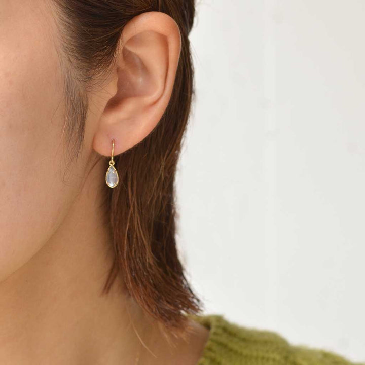 【各種クーポン・ポイントのご利用不可】ホログラム・クォーツ×マザーオブパール×タンザナイト　 ピアス【K10YG】21W