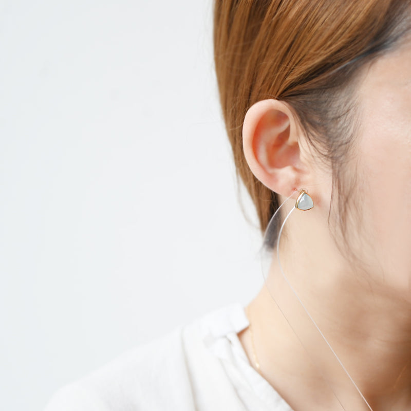 ミルキーアクアマリン　トリリアント　シングルピアス【K10YG】23S/S