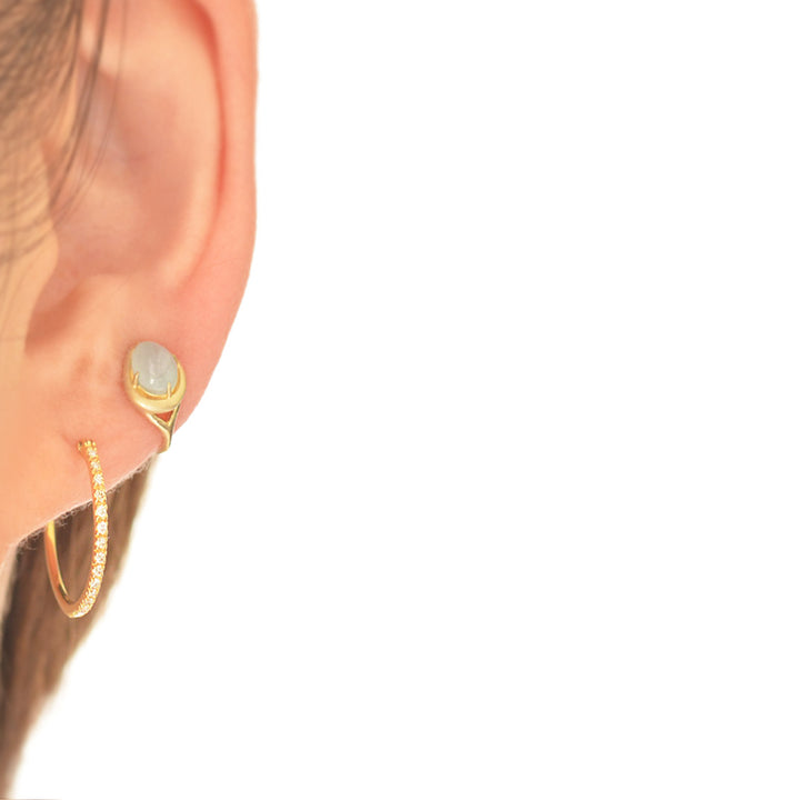 【各種クーポン・ポイントのご利用不可】ファンシーカット  3月  ミルキーアクアマリン　シングルクリップイヤリング【K10YG】