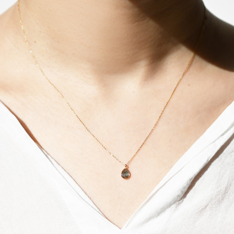1点もの インドジュエリー スライスブルーダイヤモンド ネックレス①【K18YG】