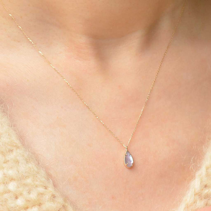 【各種クーポン・ポイントのご利用不可】ホログラム・クォーツ×マザーオブパール×タンザナイト　 ネックレス【K10YG】21W